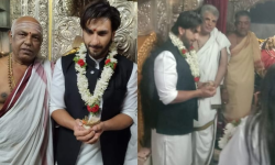 कांतारा विवाद के बीच चामुंडेश्वरी मंदिर पहुंचे रणवीर सिंह